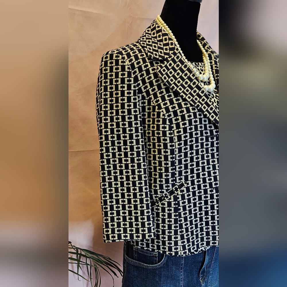 Ann Taylor LOFT Geometric Wool Blend Double Breasted Jacket Size 8 - Picture 10 of 12